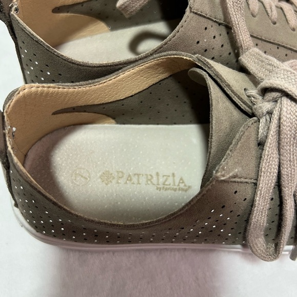 Patrizia Tan Suede Sneakers Women’s Size 7 Lace Up Shimmer Accents White Sole - Picture 3 of 16